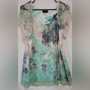 Brittany Black Y2K Style Lace Embellished Blouse Size XL